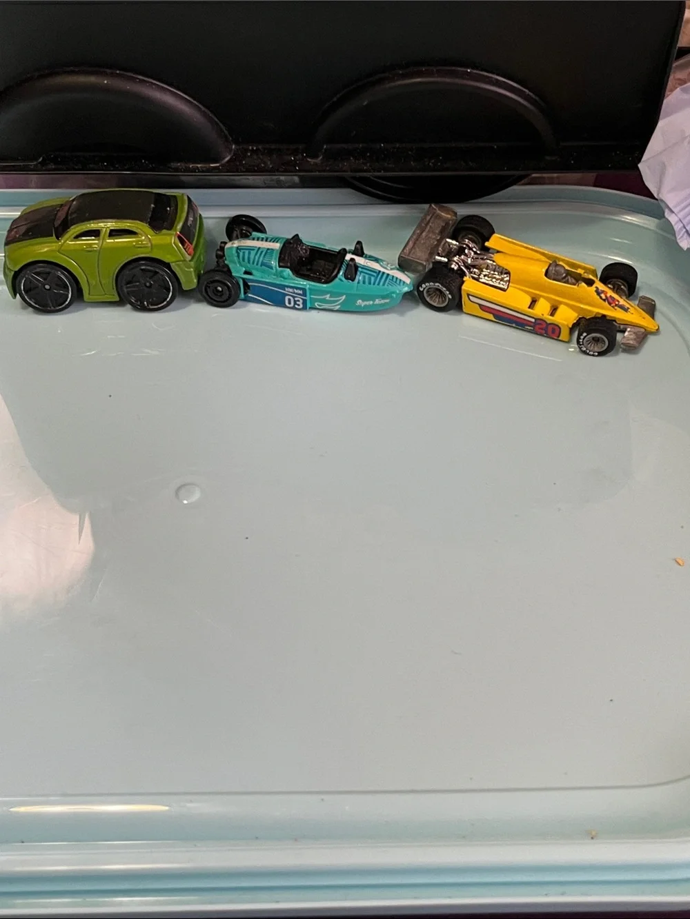 3-Pack Kids Toy Race Cars - Green, Teal & Yellow